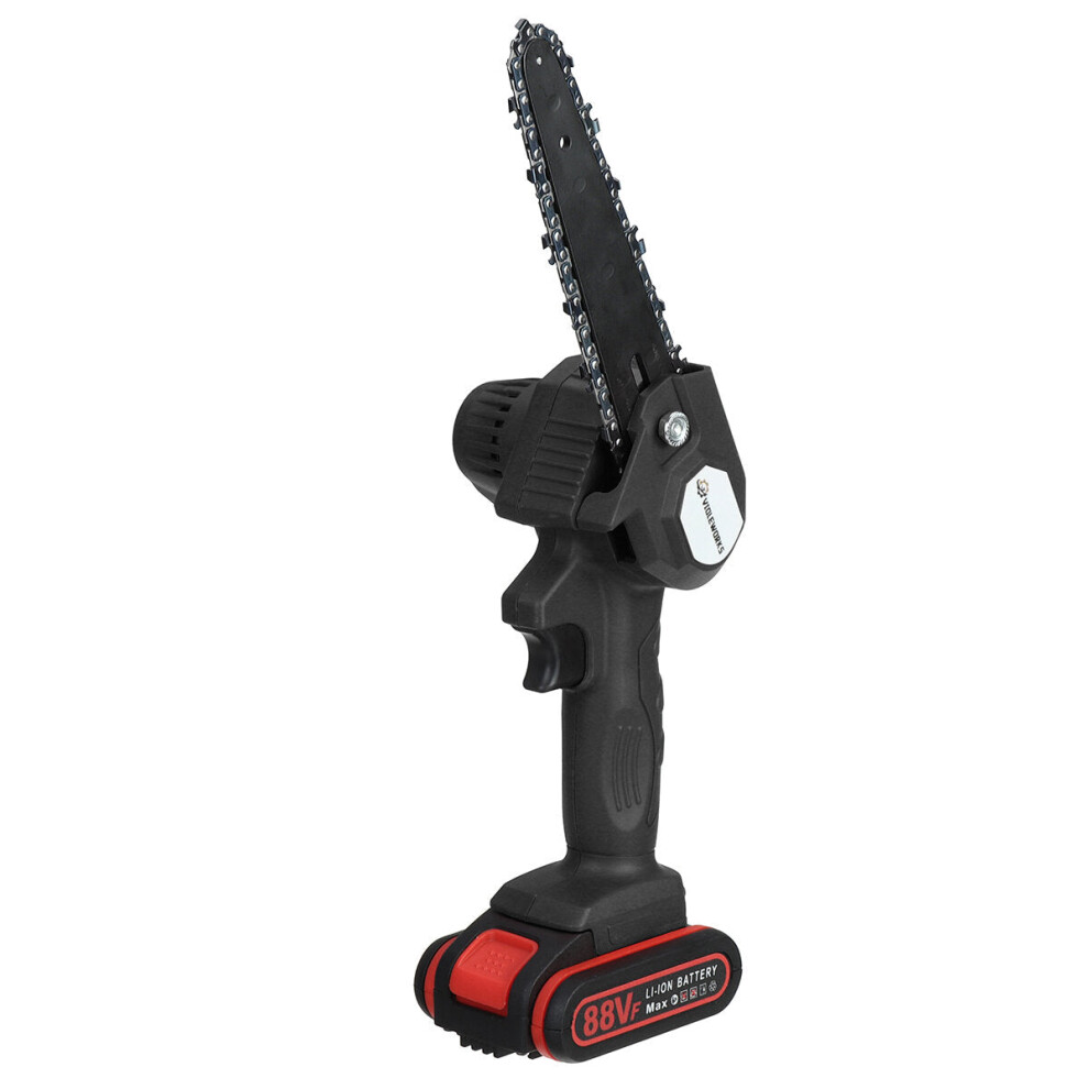 (Black, Two Batteries) 88VF 1200W 6 Inch Electric Cordless One-Hand Saw Chain Saw Woodworking Tool Kit