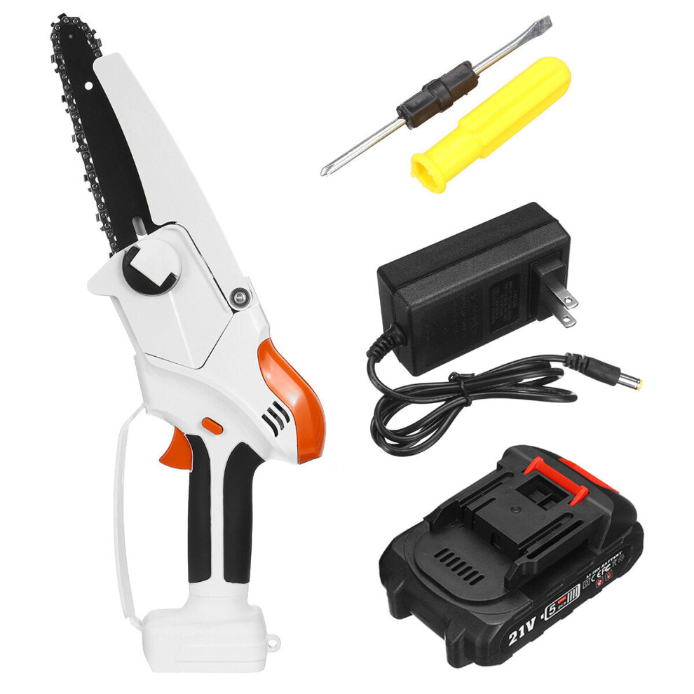 (One Battery) 6 Inch Portable Electric Chain Saw Mini Cordless Rechargeable Woodworking Wood Cutting Tool