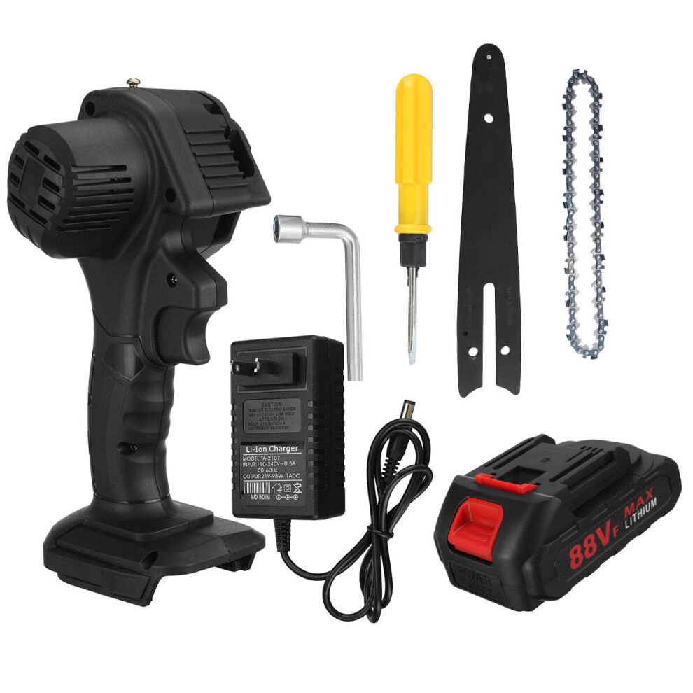 (One Battery) 6 Inch 1200W Electric Chain Saw Pruning ChainSaw Cordless Woodworking Cutter Tool