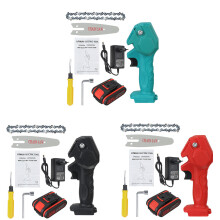 (Red, with 1 Battery) 4 Inches 88VF Cordless Electric One-Hand Saw Chain Saw Woodworking Cutting Tool