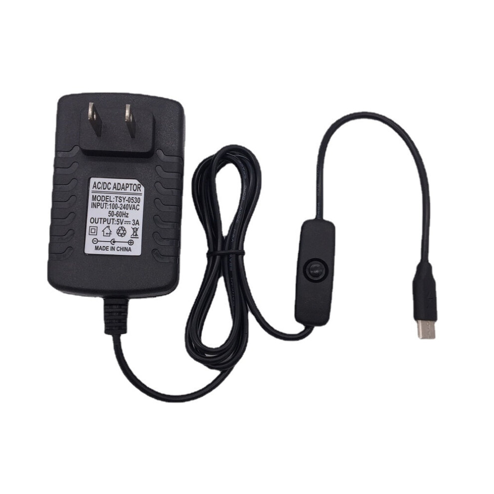 (US Plug) 5V 3A Type-C Power Supply US/EU/AU/UK Plug with ON/OFF Switch Power Supply Connector for Raspberry Pi 4