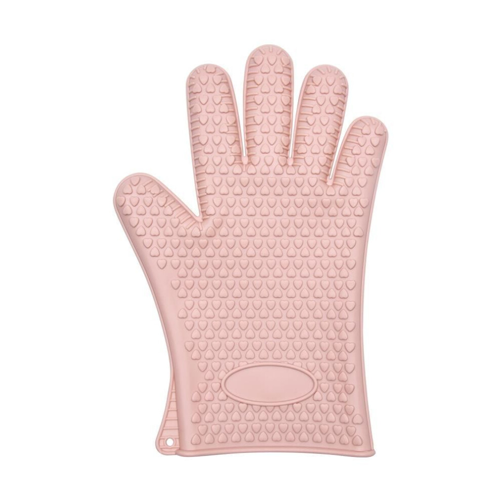 (pink) Kitchen Microwave Silicone Heat Insulation Gloves High Temperature Resistant Heat Resistant Non-slip Waterproof Oven Premium Silicone Gloves
