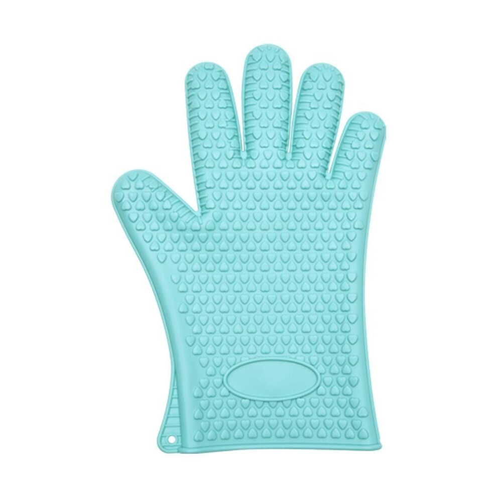 (blue) Kitchen Microwave Silicone Heat Insulation Gloves High Temperature Resistant Heat Resistant Non-slip Waterproof Oven Premium Silicone Gloves