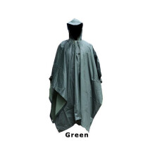 (Green) Rain Poncho Waterproof Camouflage Rain Coat Outdoor Camo Sun Shelter Ground Sheet Tarp For Hammock Camping Tent Awning Canopy