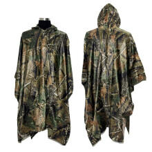 (Maple Camo) Rain Poncho Waterproof Camouflage Rain Coat Outdoor Camo Sun Shelter Ground Sheet Tarp For Hammock Camping Tent Awning Canopy