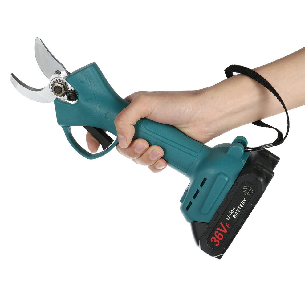 (Green, EU Plug) 25/30mm Cordless Electric Branch Scissors Pruning Shears Cutter Tool Trimmer