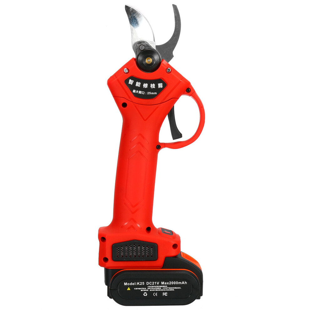 (One Battery, EU Plug) 21V Cordless Electric Pruning Shears Garden Pruner Branch Cutting Tool
