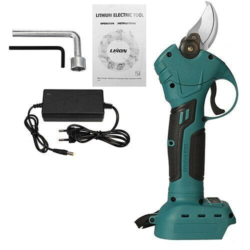 (One Battery, EU Plug) 21V Cordless Electric Scissors Pruning Shears Tree Branch Pruner Garden Tools 1