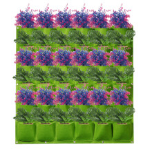 (Green) Multi Pocket Wall Hanging Plating Bag Vertical Flower Grow Pouch Planter Garde