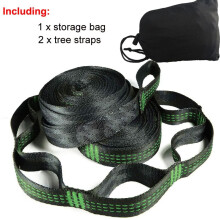 (Green) Hammock Straps Belts Extra Strong & Lightweight Ropes and 600 LBS Breaking Strength, No Stretch Polyester