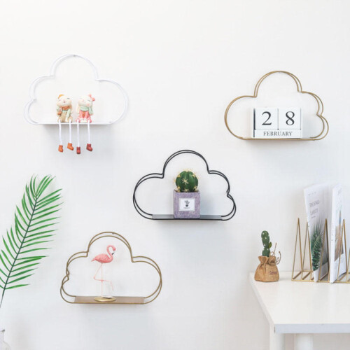 (Black) Multi-Function Storage Rack Wall Hanging Rack Cloud Shaped Floating Shelf Rack 2