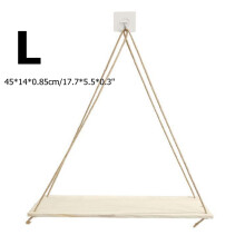 (L) Wooden Hanging Shelf Swing Floating Shelves Rope Wall Display Rack Decorate