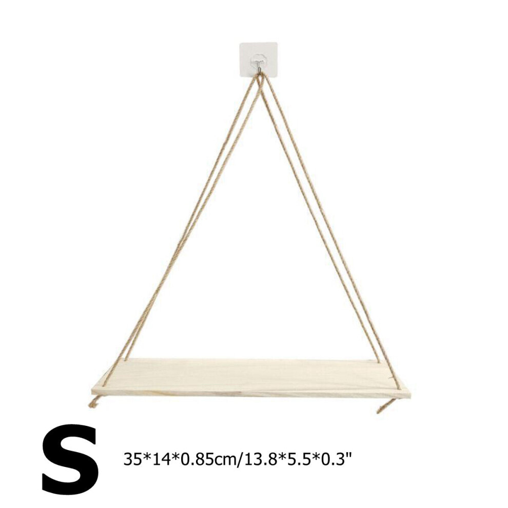(S) Wooden Hanging Shelf Swing Floating Shelves Rope Wall Display Rack Decorate 3592643602125