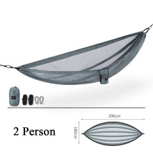 (2 Person) Outdoor Camping Hammock 1-2 Persons Icy Breathable Mesh Ultralight Bearing Weight 200kg