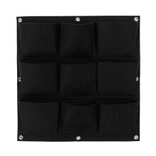 (A) 9-64 Pockets Plant Pot Flower Pot Felt Vertical Garden Hanging Black Wall Planters Pouch