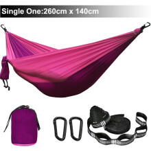 (Purple and Pink) Solid Color Parachute Hammock with Hammock straps and Black carabiner Camping Survival travel Double Person outdoor furniture
