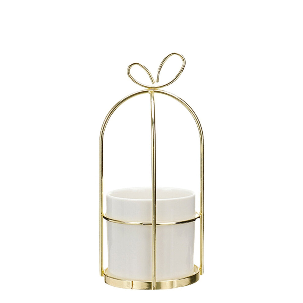 (Golden, B) Flower Shelf Rack Versatile Ceramic Vase Stand Metal Planter Iron Shelf for Cactus