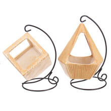 (Square) Gardening Ceramic Hanging Succulent Flower Pot Stand Indoor Flower Decorations Diamond Planter