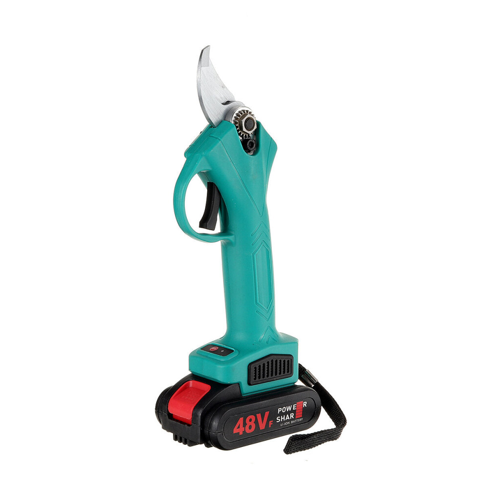 (US Plug) 98VF 110-240V 30mm Cordless Electric Branch Scissors Pruning Shear Pruner Ratchet Cutter with 2 Battery
