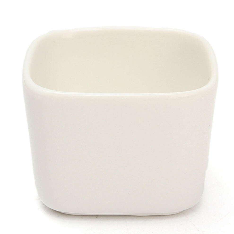 Outdoor White Ceramic Planter Mini Flower Pot Succulent Plants Square Garden Patio Desk Decor