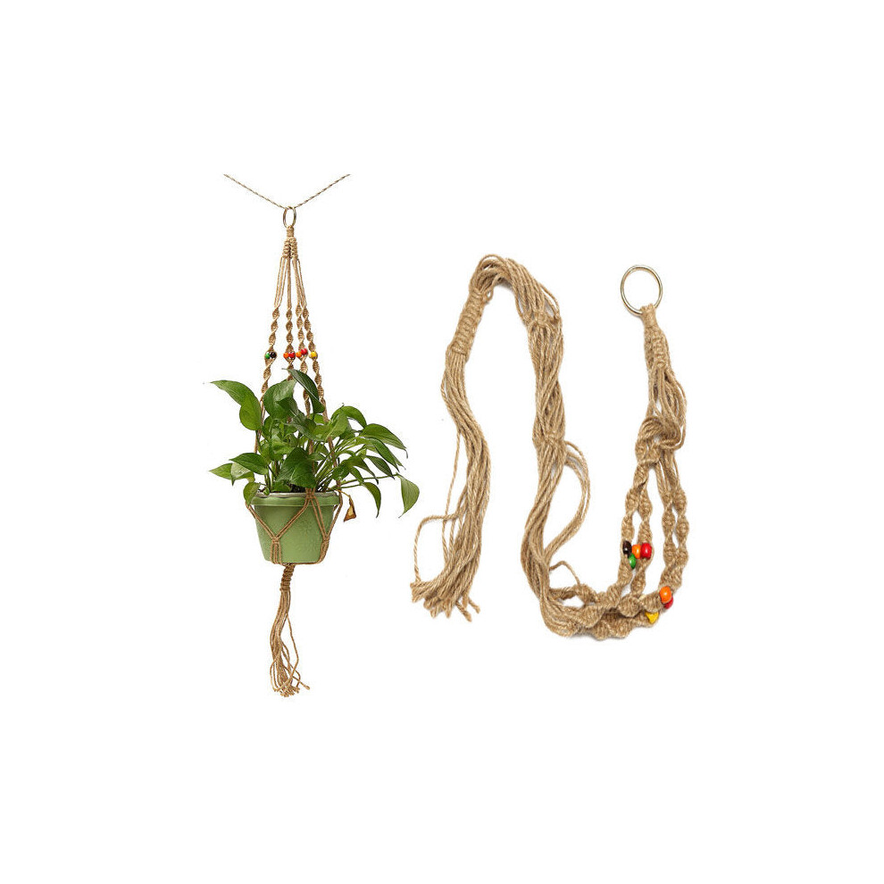 42 Inch Colour Bead Flower Pot Plant Hanger Macrame Jute Rope Garden Decorative Cord with Hook