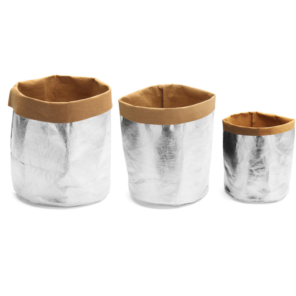 (S) Gardening Washable Kraft Paper Bag Plant Flower Pot Multifunction Home Storage Container