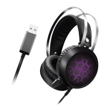 (Headphone with Short Microphone) Professional Virtual 7.1 Gaming Headset RGB Light Headphone USB Wired with Mic for PC Computer