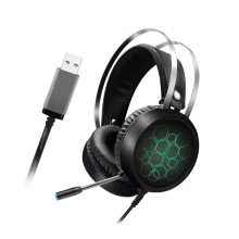 (Headphone with Long Microphone) Professional Virtual 7.1 Gaming Headset RGB Light Headphone USB Wired with Mic for PC Computer