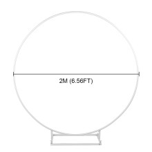 (White, A) 2M Wedding Stand Flower Rack Arch Round Iron Party Door Garden Metal Prop Decor