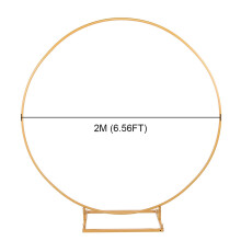 (Gold, A) 2M Wedding Stand Flower Rack Arch Round Iron Party Door Garden Metal Prop Decor