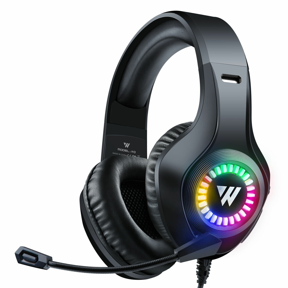 Gaming Headset Stereo Rgb 50Mm Driver Stereo Adjustable Noise Canceling Headphone With Mic Light 6112212298404