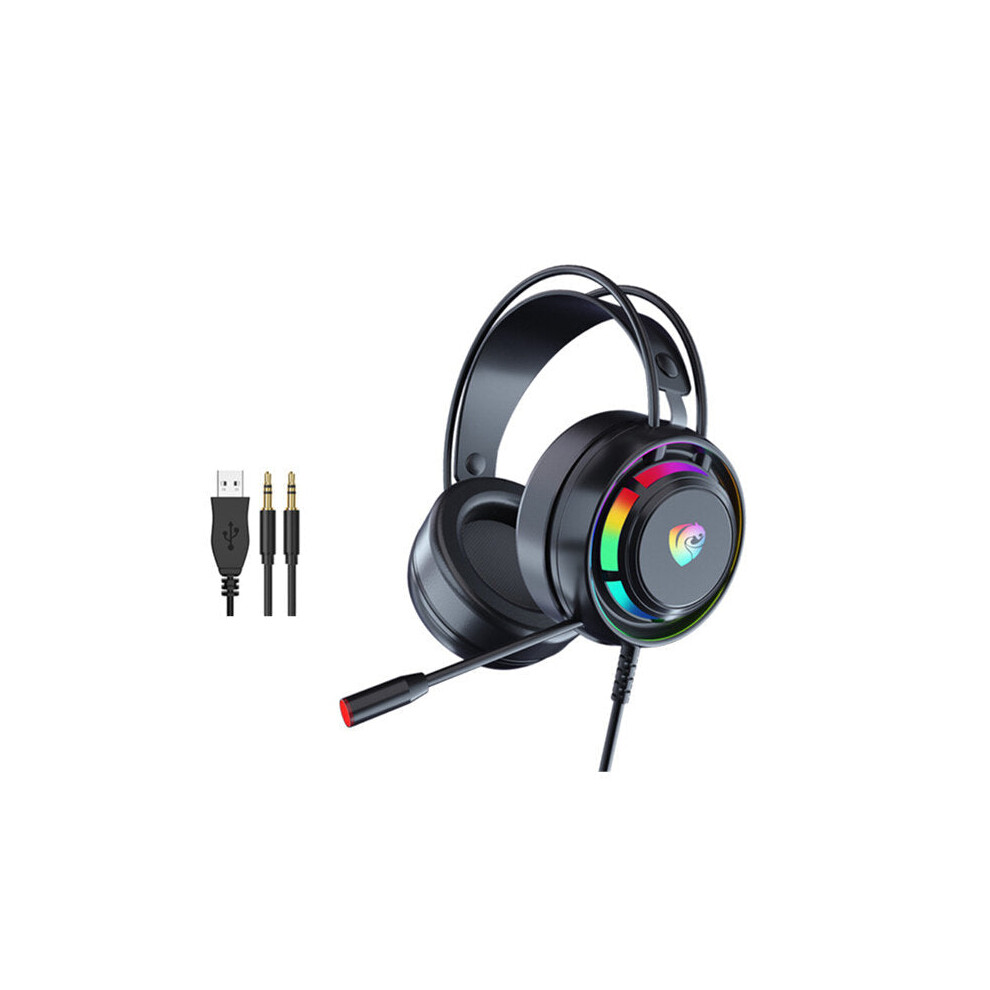 (3.5Mm+Usb) Gaming Headset 7.1 Surround Sound With Rgb Noise Cancelling Mic Gaming Headphone Wired Headset Light 6112212295236
