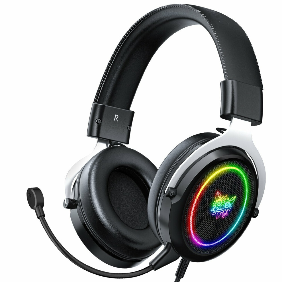 (Black) Wired Gaming Headphones Stereo 50Mm Dynamic Noise Reduction Rgb Luminous 3.5Mm Gamer Headset With Detachable Mic Black 6112212294819