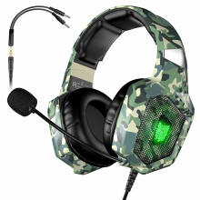 (Green) Gaming Headphone Bass Headset USB 3.5mm Wired Surround Sound RGB Game Headset with Mic for Computer PC XBOX Gamer