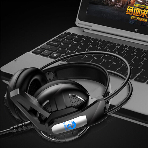 Gaming Headphone Headset Deep Bass Stereo Wired Earphone With Mic LED Light for PC Computer 2