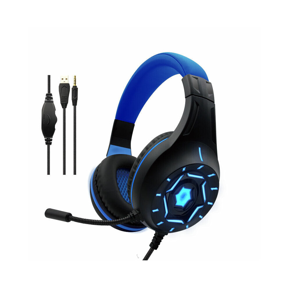 (Blue) Gaming Headphones 3.5Mm Wire Usb 7.1 Virtual Surround Channel Rgb With Mic Over Ear Wired Headset Noise Reduction Microphone Blue 6112212292785