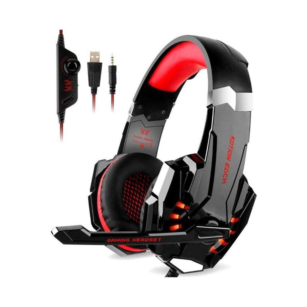 ( & ) Gaming Headset Wi Glowing Earphones Deep Bass Stereo Rgb Game Headset With Mic Black/Red/Light 5284966052319