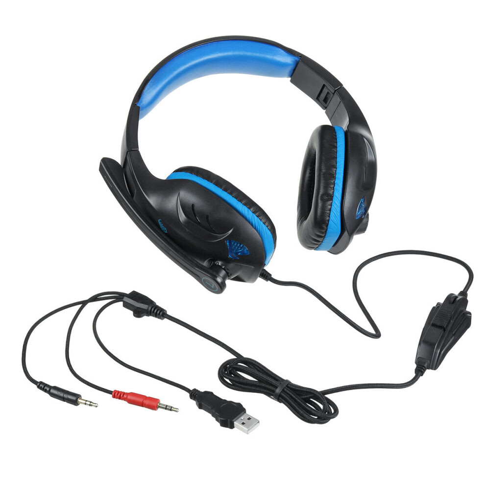 Gaming 3.5Mm Headset Headphone Led Surround Sound Mic For Pc Laptop Ps4 Xbox Black/Blue 6112212292198