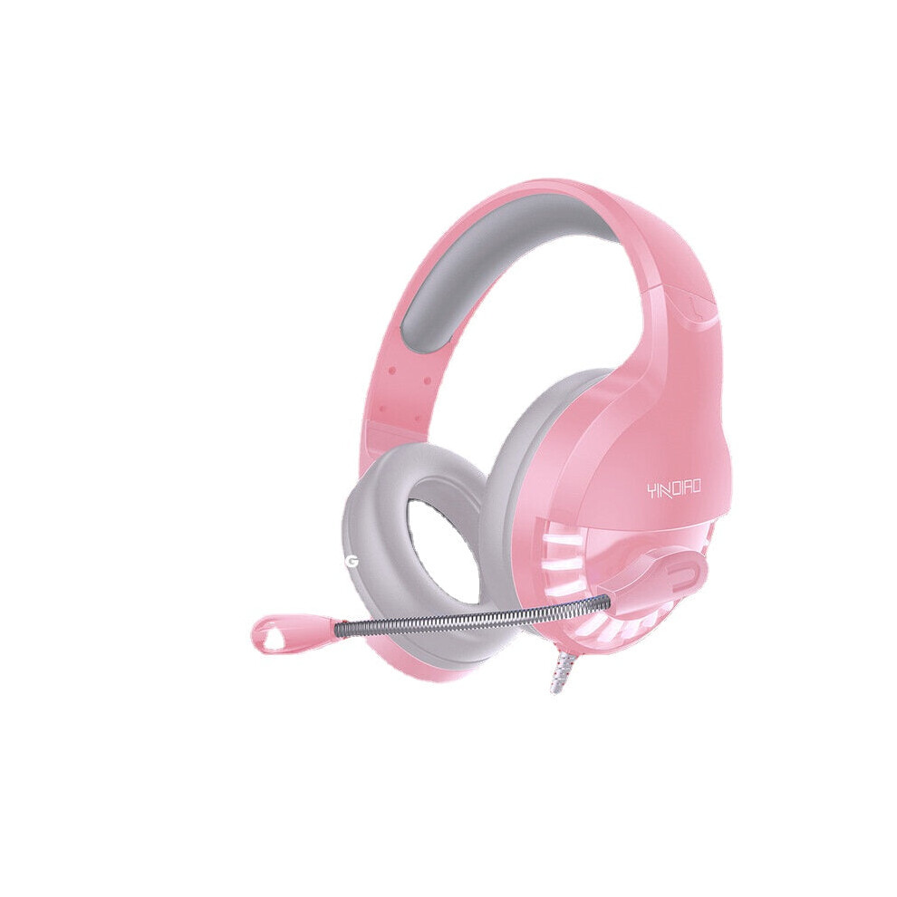 (Pink) USB 3.5mm AUX Wired Gaming Headset Over-Ear Surround Bass HD Voice Low Loss RGB Light Headphone With Mic-image-OPC-PGKBN2B-NEW