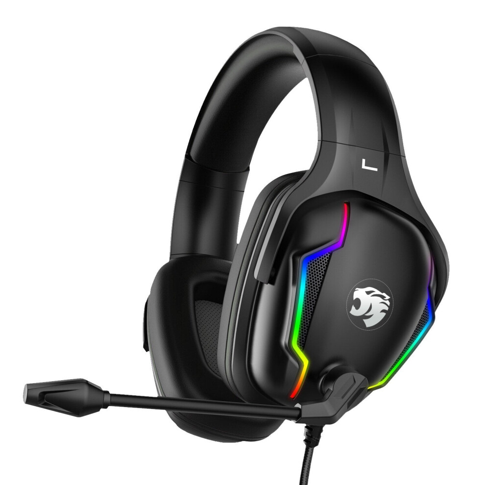 () Wired Game Headset Surround Sound Bass Gaming Headphones Noise Reduction Led Stereo Over-Ear Headphones With Microphone Black/Light 6112212287910