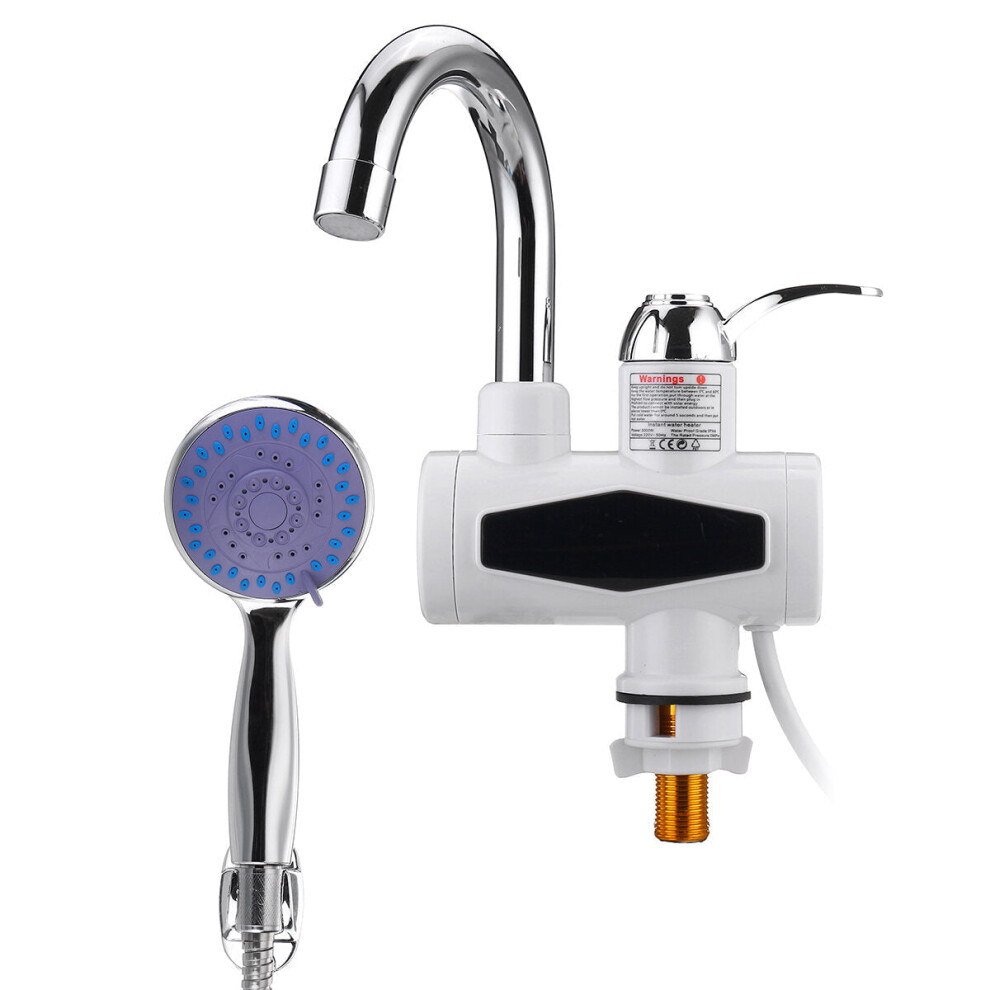 (Shower head) Electric Hot Water Faucet LED Display Instant Heating Kitchen Water Heater Stainless Steel Heating Dual Purpose Faucet,220V 3000W