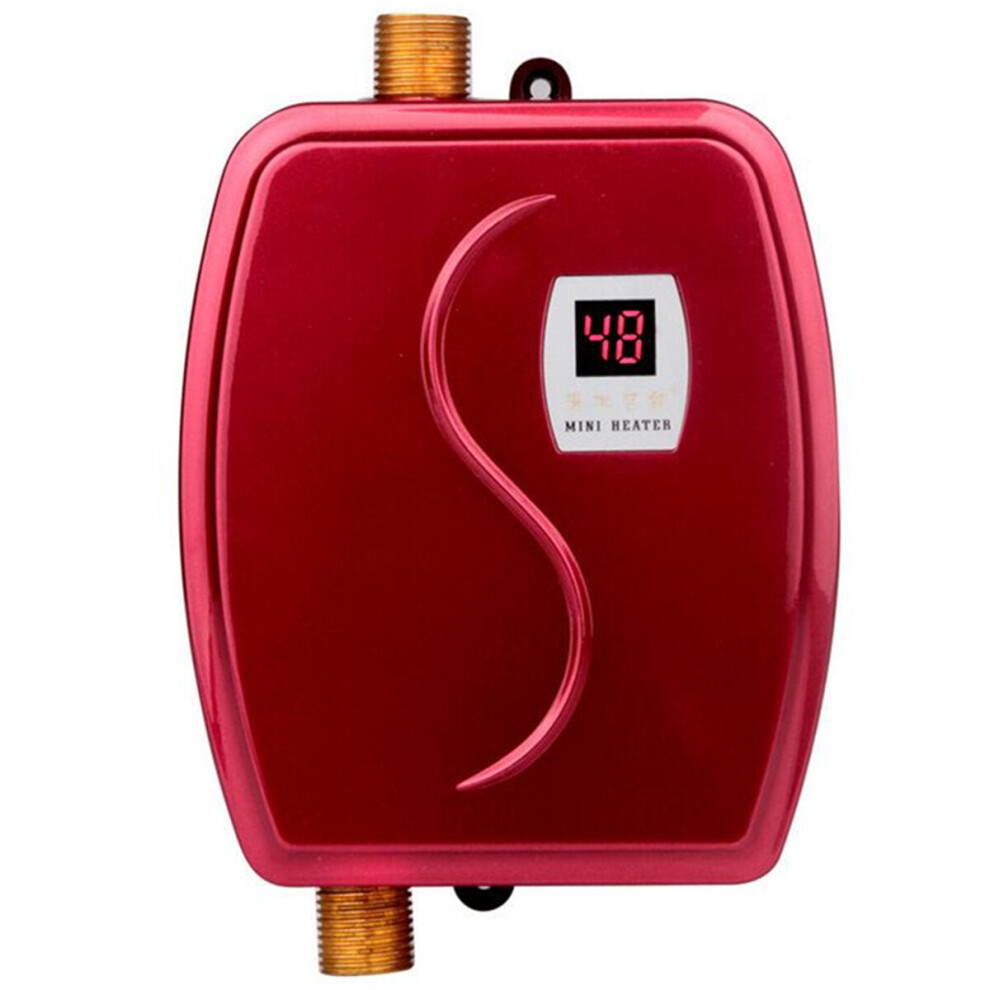 (Red, US Plug) 3800W Mini Instant Electric Tankless Water Heater Faucet Home Bathroom Sink Tap