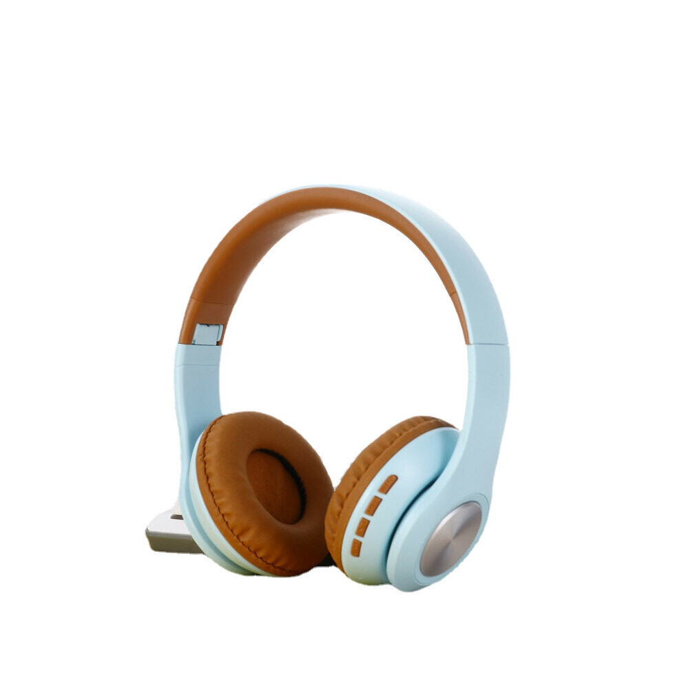 (Blue) Tooth 5.0 Wireless 2.4Ghz Headphones Folding Hi-Fi Deep Bass Support Tf Card Fm Radio Headsets Blue 6112212289570