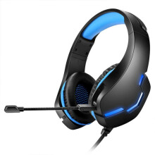 (Black+Blue) Gaming Headset USB 7.1 3.5mm Wired Deep Bass Stereo LED Light Headphone with Mic for PS4 Xbox PC Laptop Gamer