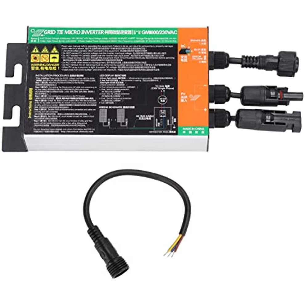 Solar Micro Inverter, 600W Aluminum Alloy Grid Tie Inverter High Conversion Rate Mppt Pure Sine Wave Ip55 Waterproof 230V 9495687766959