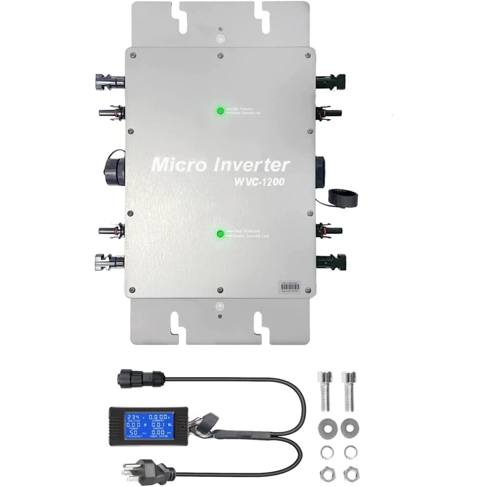 (1200W-110V-LCD) Solar Grid Tie Micro Inverter Waterproof IP65 MPPT DC28-50V PV Input AC240V Output for 30V 36V Panel