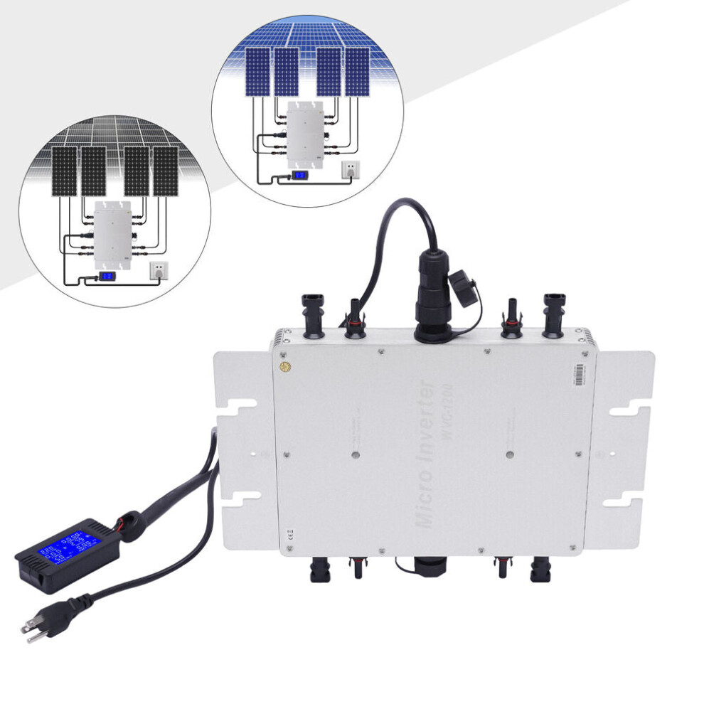 Solar Micro Inverter 1200W Grid Tie Mppt Pure Sine Wave Dc To Ac Waterproof Us 110V 9495687767635