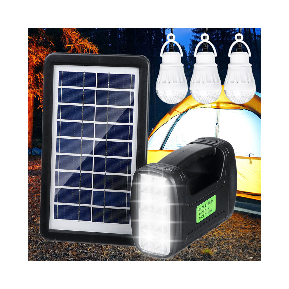 Portable Solar Generator System Emergency Light Outdoor Camping 3PCS Light Bulb