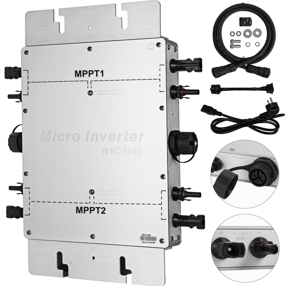 (1200W 220V) Grid Tie Micro Inverter 600/1200W 110/220V Mppt Waterproof 9495687767901