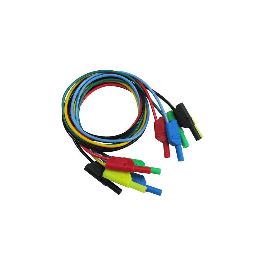 5Pcs 5 Colours 1M 4mm Banana to Banana Plug Soft Silicone Test Cable Lead for Multimeter